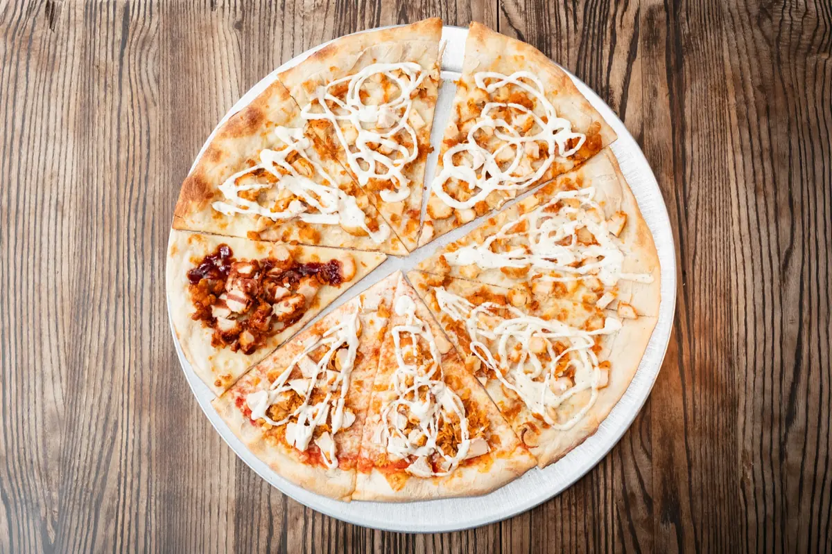 Whole chicken ranch pizza pie